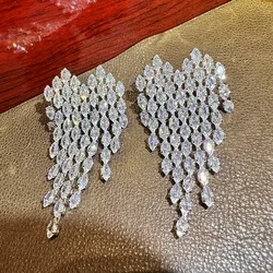 Bilincolor Fashion Big Heart Tassel Earring for Women Wedding Gift