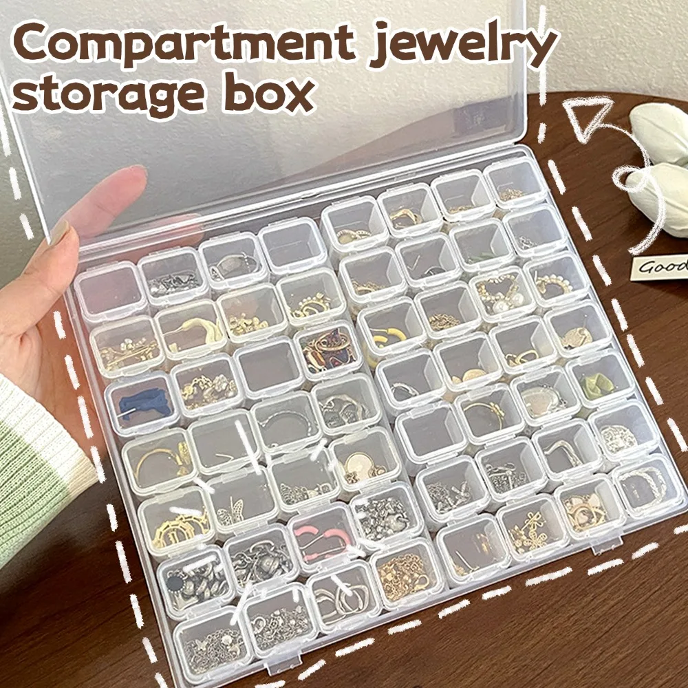 

28/56Grids Jewelry Organizer Box Portable Beads Nail Art Earrings Storage Case with Lids Transparent Plastic Container Pill Case