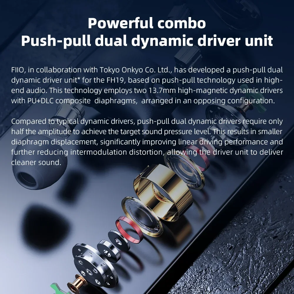 FiiO FH19 سماعة 2DD + 6BA سائق هجين HiFi الموسيقى IEM مرحبا الدقة الصوت داخل الأذن سماعة MMCX كابل قابل للفصل سماعات أذن سلكية 3.5 مللي متر