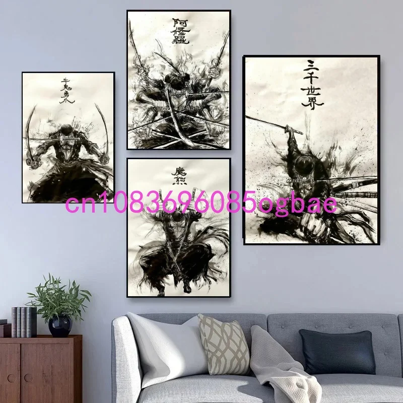 

Постер с изображением Зоро из аниме One Piece, HD-печать на холсте, настенное искусство, декор для кафе и дома, подарок