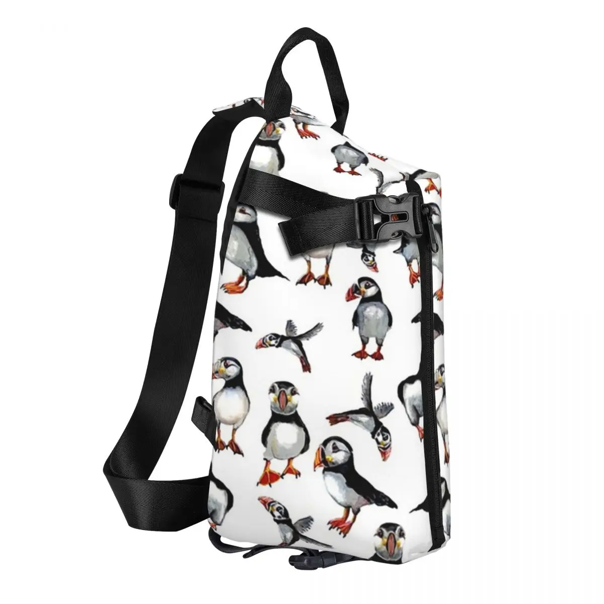 Puffins Pattern Chest Bag Men Sling Crossbody Backpack Chest Bag Travel Hiking Daypack Shoulder Bag