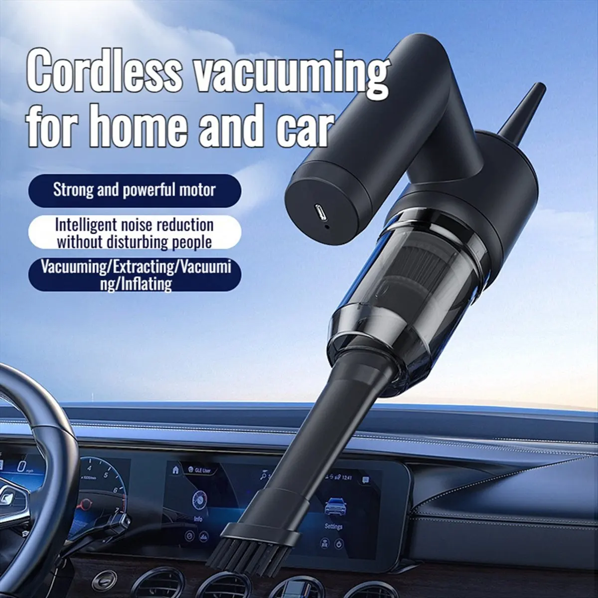 【Like】  Car 4-in-1 Vacuum Cleaner Cordless Quick Charge Big Suction Blower Household Vacuum Cleaner White
