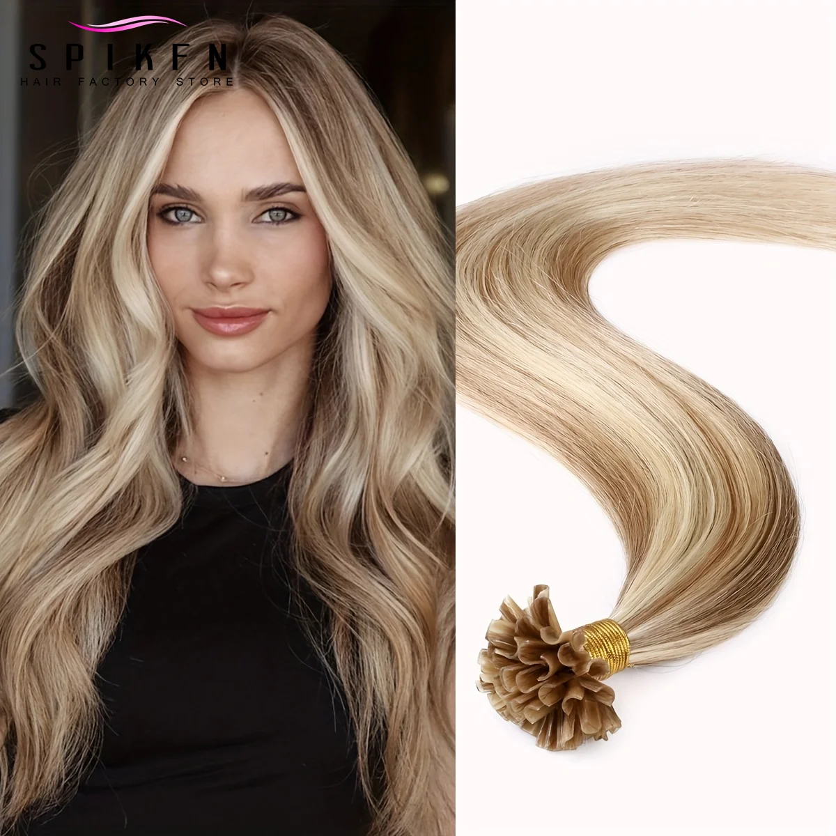 

Brown U Tip Hair Extensions Real Machine Remy Human Hair 12-20Inch 50pcs/30g/pack Light Weight Straight Fusion Keratin Hair