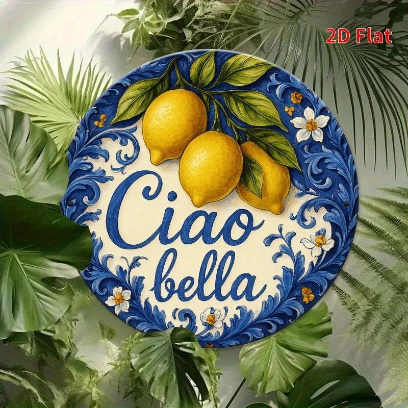 20CM 1PCS 2D Fresh Natural Lemon Wood Round Plates Furniture Hanging Wall Decorations Farm Orchard Restaurant Bar Decoration
