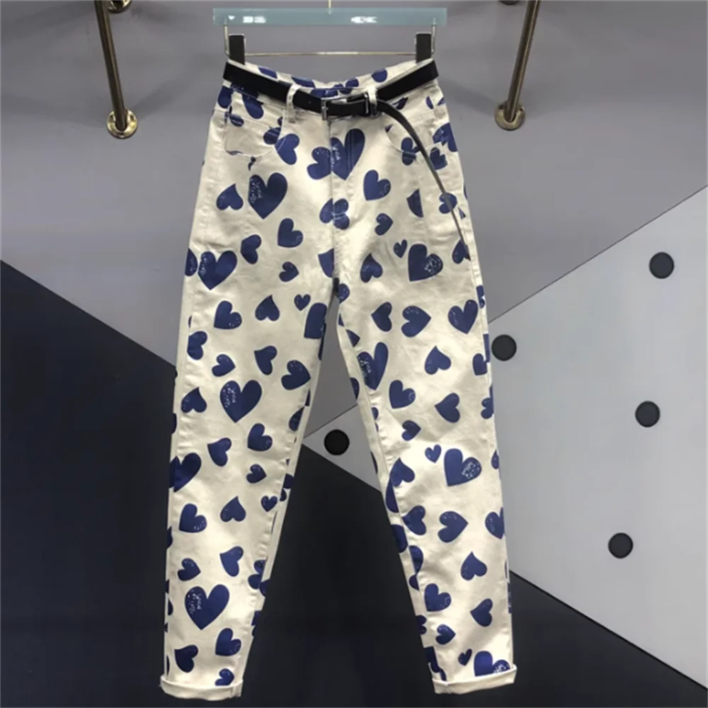 

blue cotton elastic jeans women's spring / summer 2023 new high-waisted Harlan pants