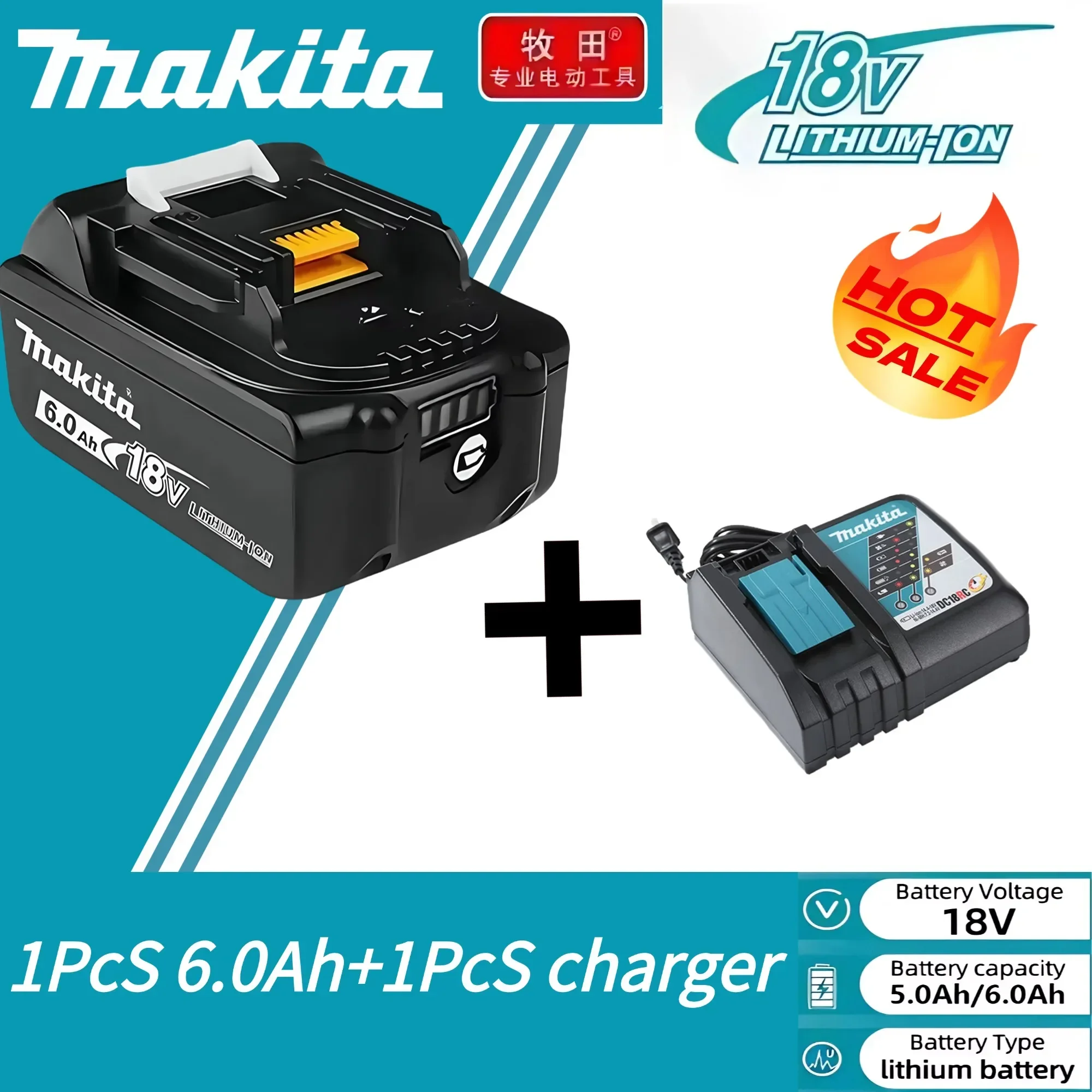 100% originele Makita 18V 6.0Ah Oplaadbare Batterij, Voor Makita BL1830 BL1830B BL1840 BL1840B BL1850 BL1850B Elektrisch Gereedschap Batterij