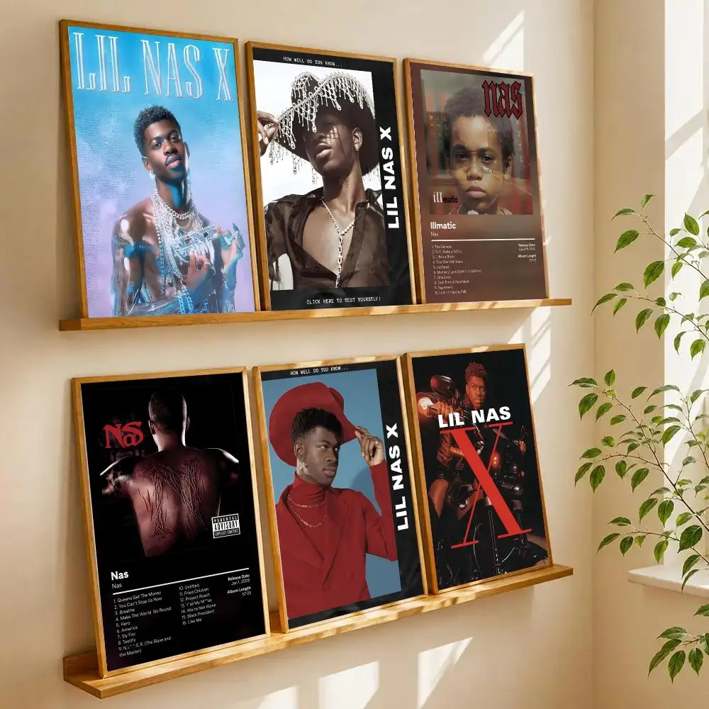 Pop Singer L-Lil Nas X Poster Self Adhesive Wall Art Decor for Bedroom Living Room Office Home Decor Gift