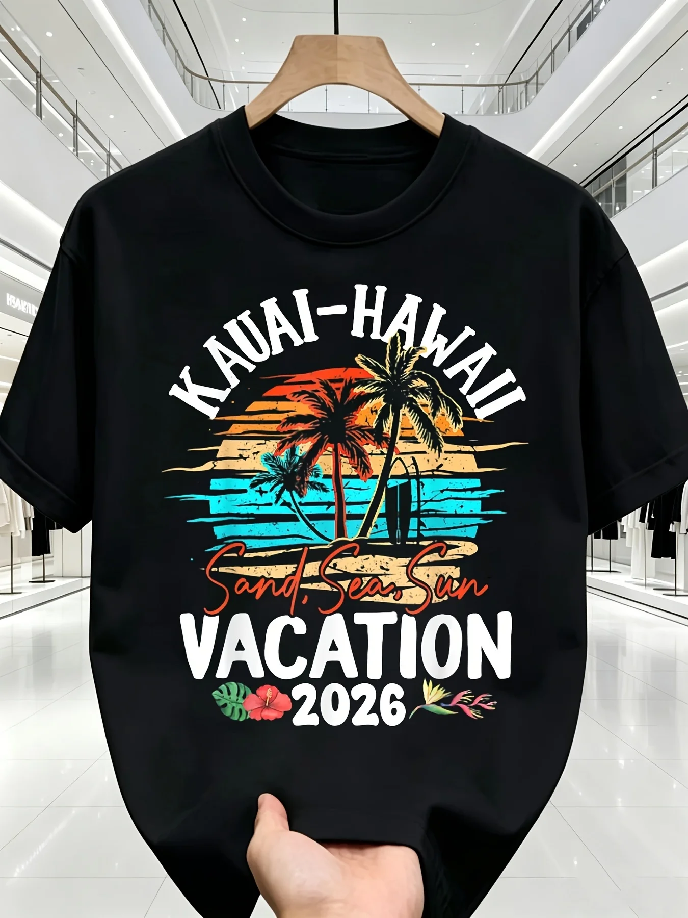 Funny Vintage Graphic Men'S T-Shirt Kauai Hawaii 2026 Vacation T-Shirt Palm Tree Sunset Summer Tee Sand Sea Sun Beach Holiday Shirt for Men Same Style for Men And Summer Short-Sleeved T-Shirt