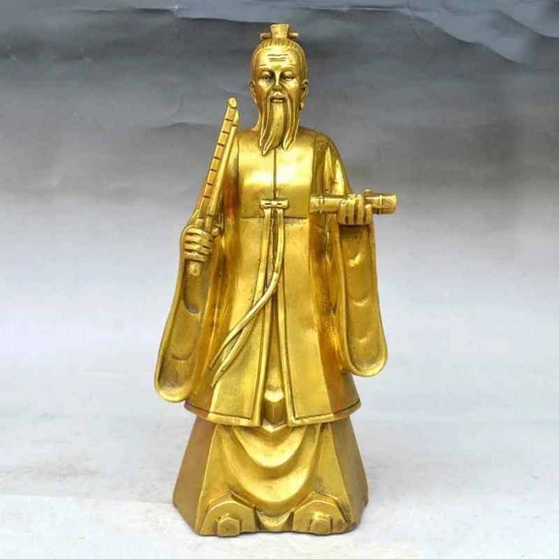 Handheld Divine Whip Taigong Fengshen Bang Jiang Ziya God Statue Brass Ornament