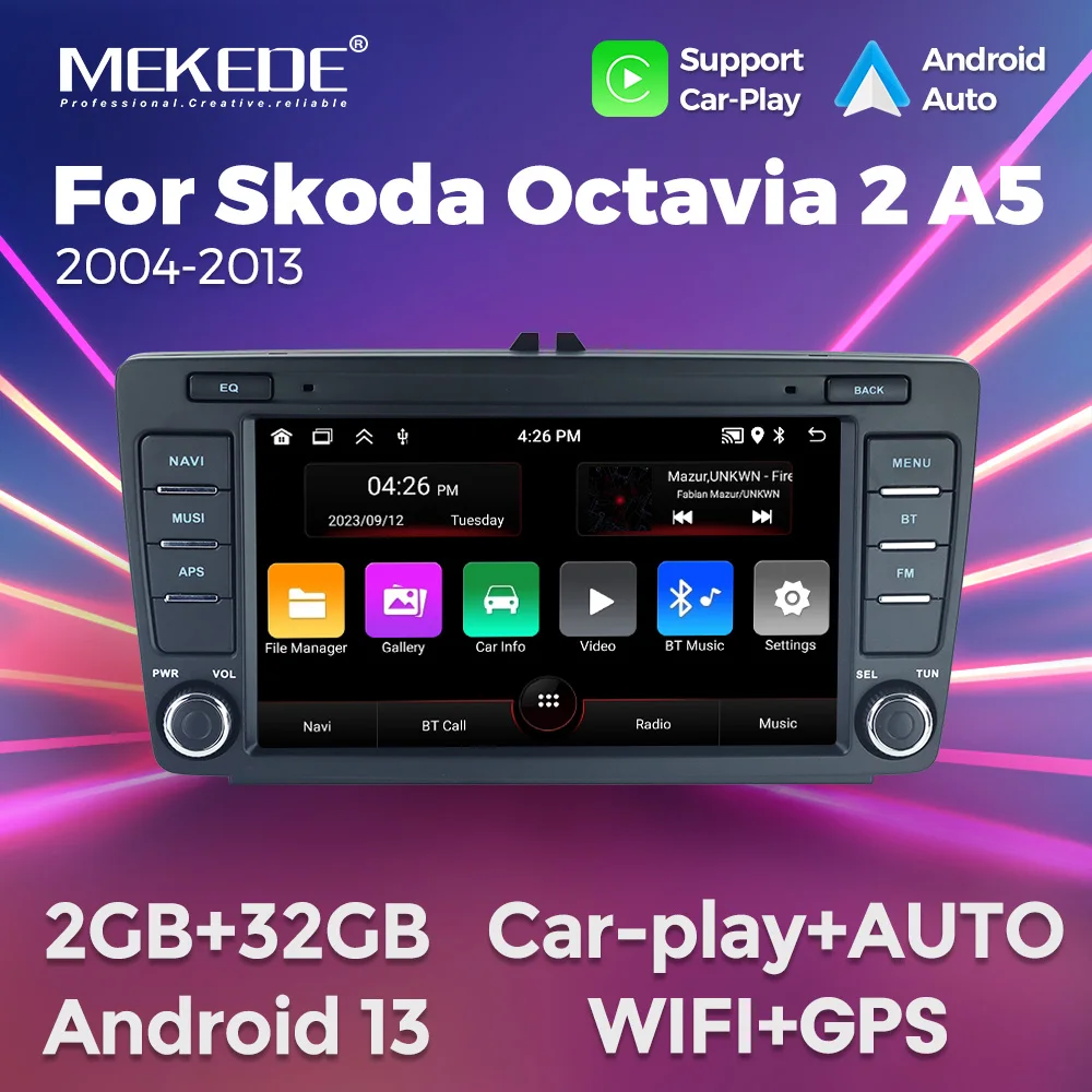 MEKEDE 8inch Wireless Carplay Android Auto For Skoda Octavia 2 A5 2004-2013 Car Radio CarPlay GPS Navigation WIFI RDS Stereo 