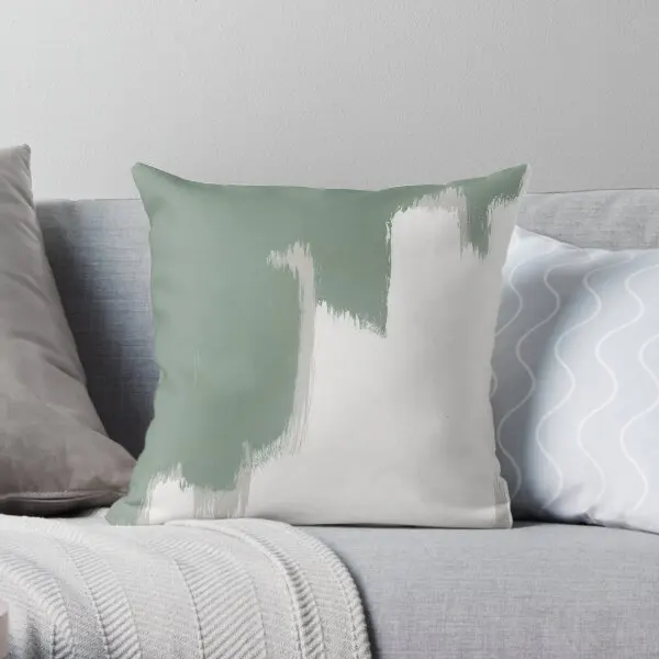 

Modern Abstract Art In Sage Green Printing Throw Pillow Cover Comfort Office Sofa Fashion Bedroom Pillows not include One Side