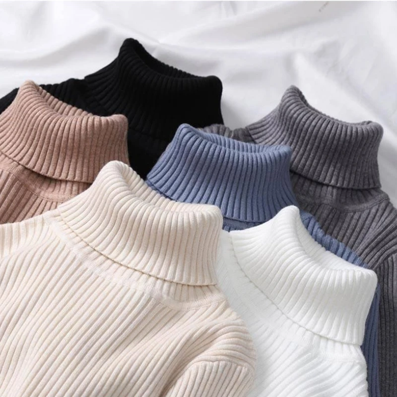 

Korean Women Sweater Turtleneck Basic Slim Elastics Pullovers Autumn Winter 2025 Solid Knitted Sweaters Versatile Warm Jumper