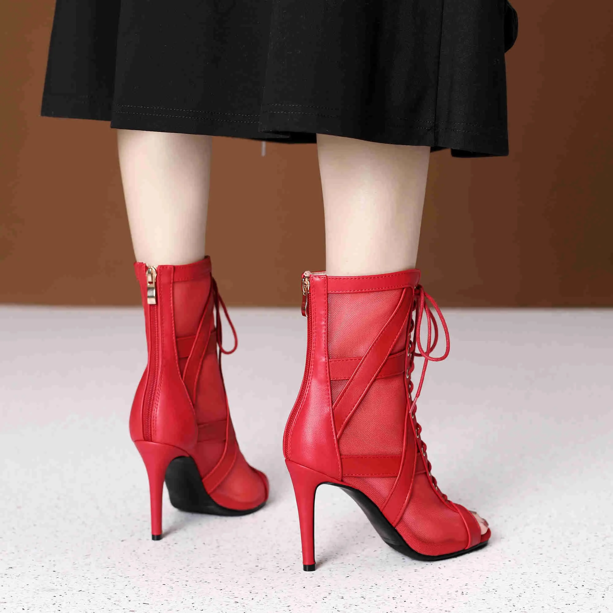 New Sexy Women Heels Soft Ladies Shoes Ballroom Suede Sole Customizable Street Sexy Red Stilettos Booties