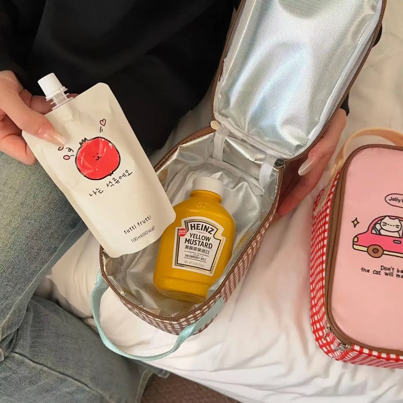 Niedliche tragbare Lunchbox-Tasche, große isolierte Tasche für Studenten und Büroangestellte, Frühstückstasche mit hohem ästhetischem Wert – Detail 3