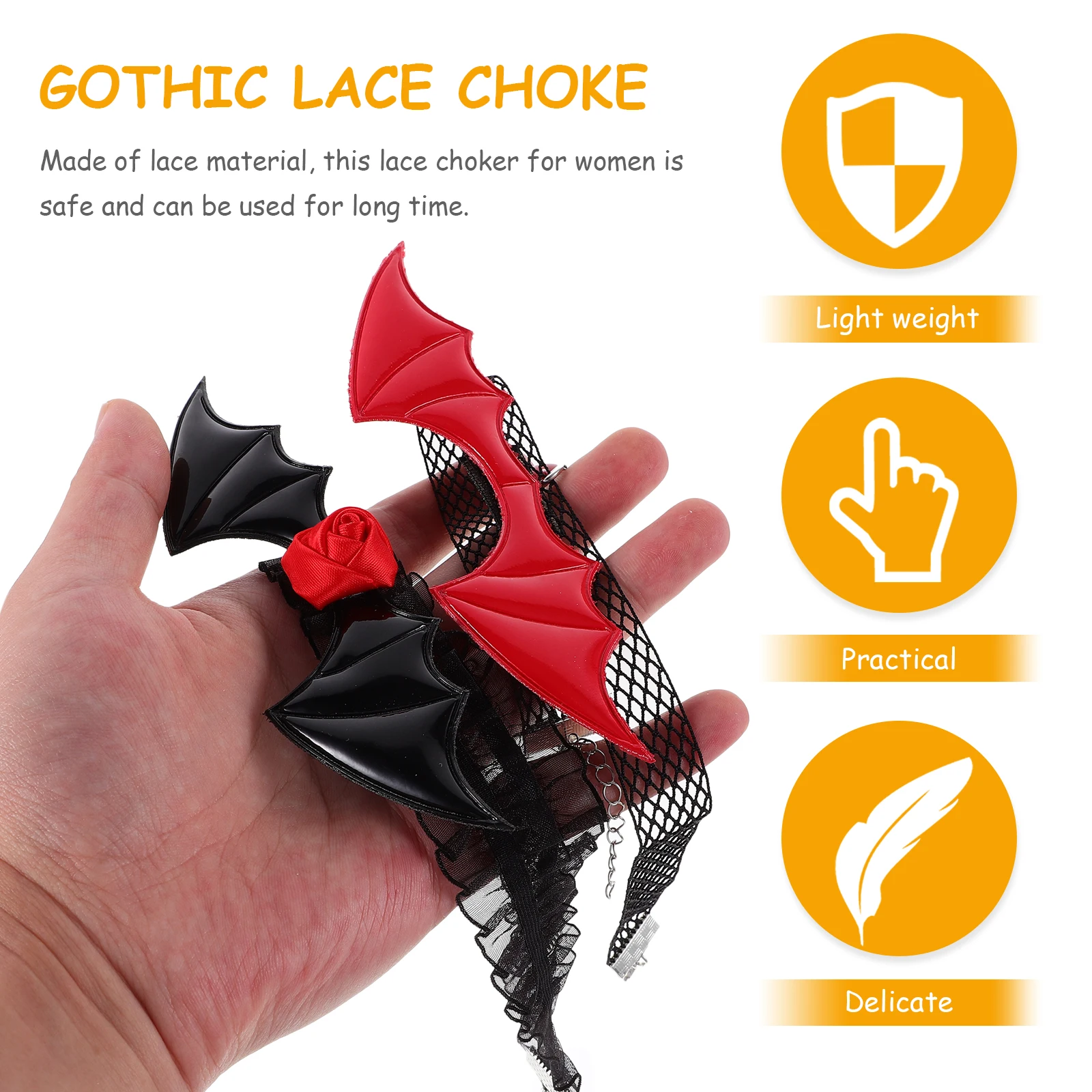 

6 Pcs Bat Neck Ring Women Lace Choker Halloween Necklaces for Woman Goth Girls Chokers