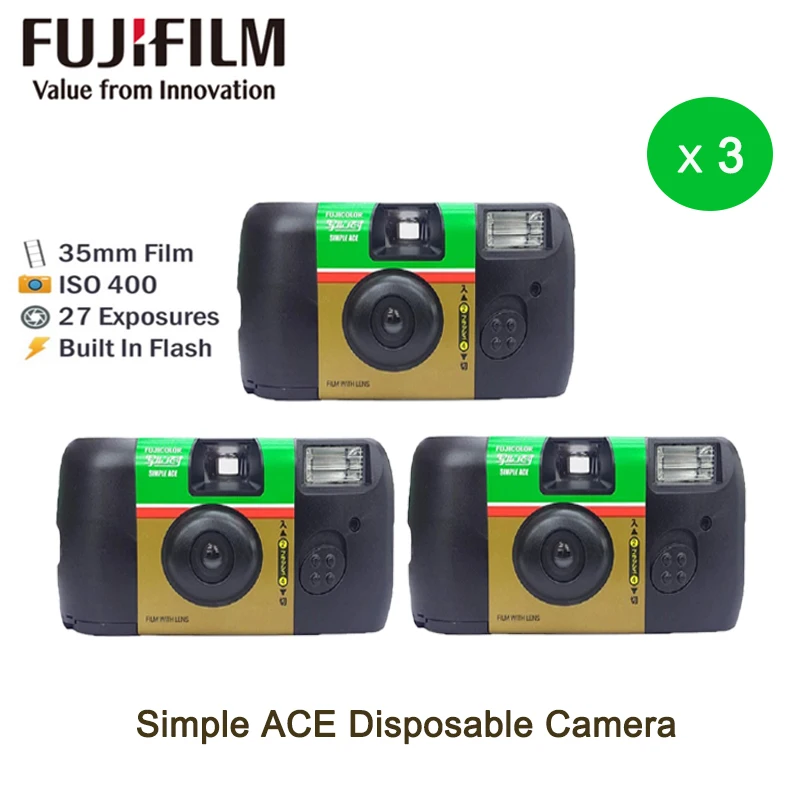 1/2/3/5 PCS Fujifilm ACE 400 Degrees with Flash 27 Photo Exposures Single Use One Time Fujiffilm Disposable Film Camera