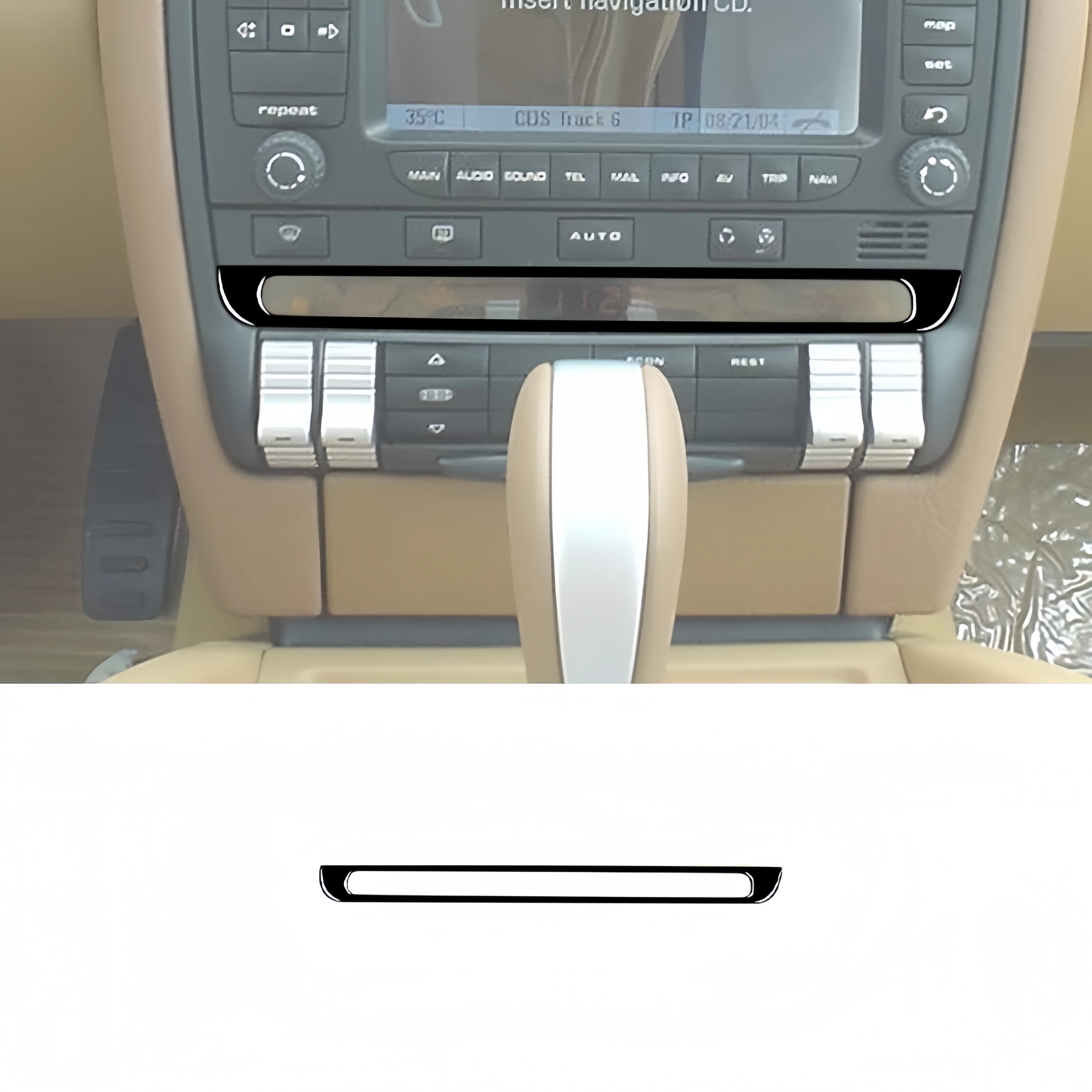 

For Porsche Cayenne 2003-2010 Piano Black Car Interior Air Conditioning Time Display Frame Trim Cover Decor Sticker Accessories