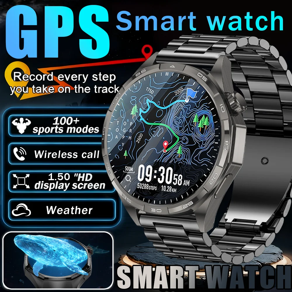 New WATCH 6 Pro Smart Watch Men HD AMOLED Screen GPS Motion trajectory HeartRate Bluetooth Call 1.52