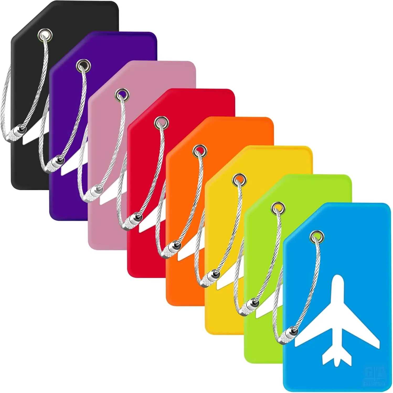 

8 Pack Silicone Luggage Tags for Suitcases with Privacy Cover and Stainless Steel Loop, Travel Essentials for Plane and Baggage