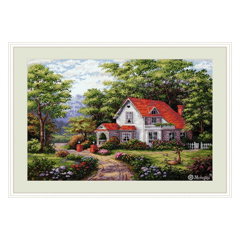 Sterling Estate Country House Garden Forest 16CT 14CT Unprinted Cross Stitch Kits Embroidery Art DIY Handmade Needlework Home