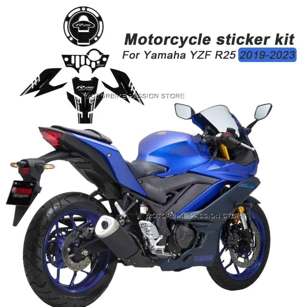 For Yamaha YZF R25 yzf r25 2019-2023 3D epoxy resin motorcycle tank Pad protection sticker new decorative decal kits Waterproof