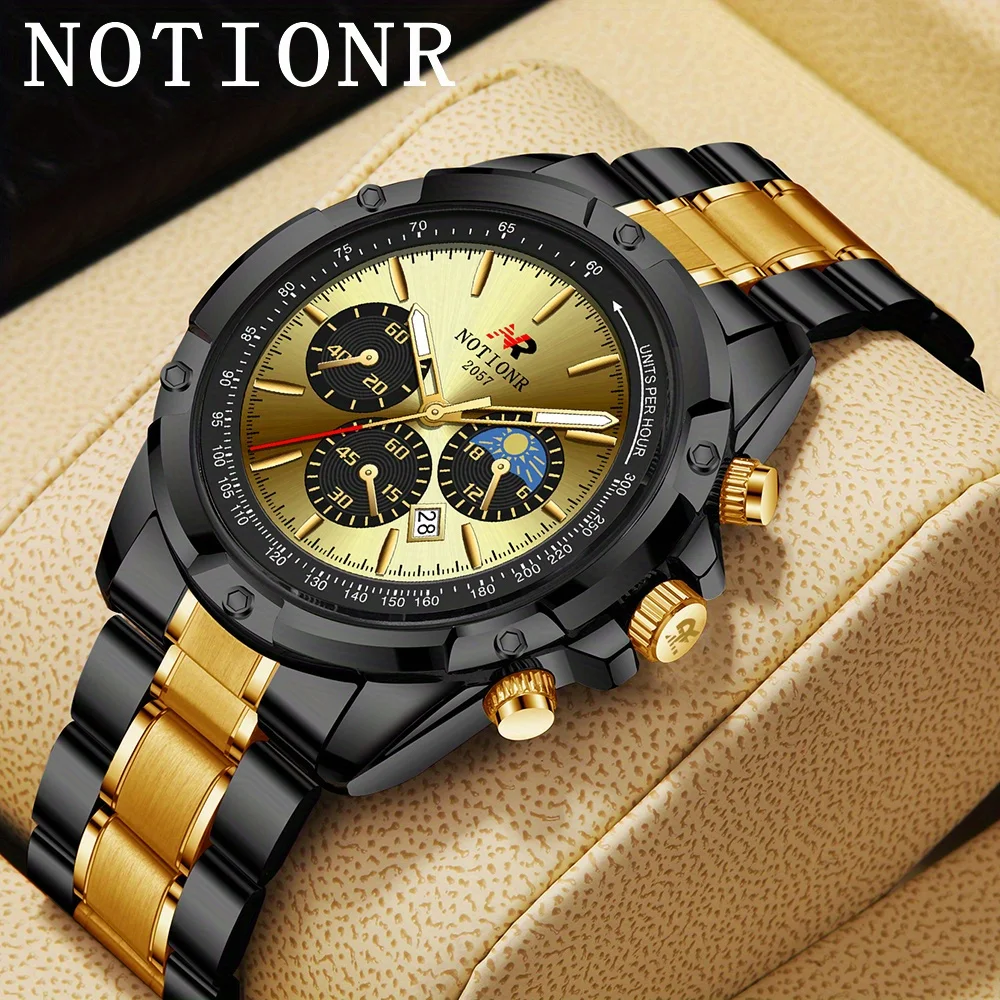 Men's Fashion Business Watche Golden Black Alloy Analog Mens Watch Male Casual Quartz Wrist Watch Ideal Choice for Gifts To Men