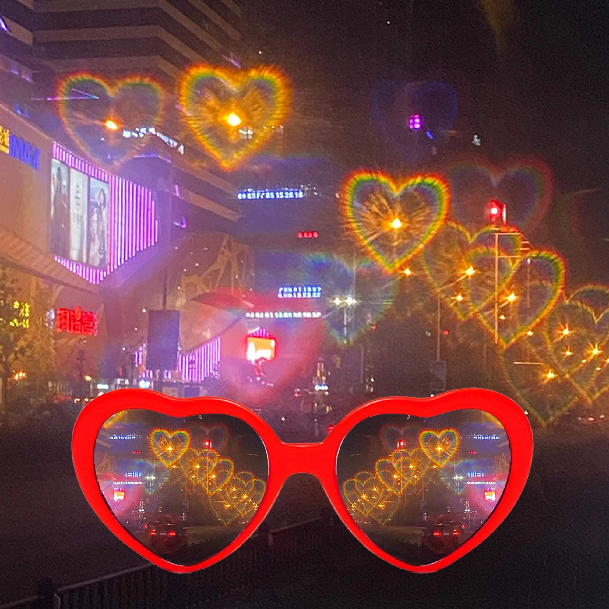 10-100PCS Heart Shaped Effects Glasses Love Diffraction Eyewear Light  Diffraction Sunglasses Rave Party Wedding Party Fireworks