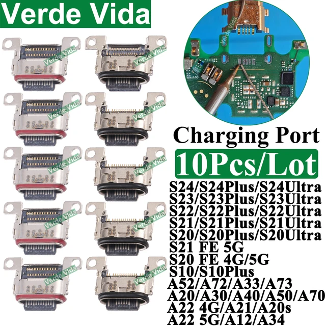 VerdaVida 10 szt. Oryginalne złącze portu ładowania USB do Samsunga S23 S22 Plus S24 Ultra S21FE A52 A33 Port Ładowarki