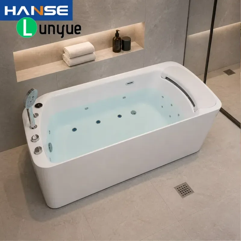 Modern Acrylic Freestanding Whirlpool Bathtub with Air and Water Jets Luxury Spa Tub for Bathroom Home Relaxation