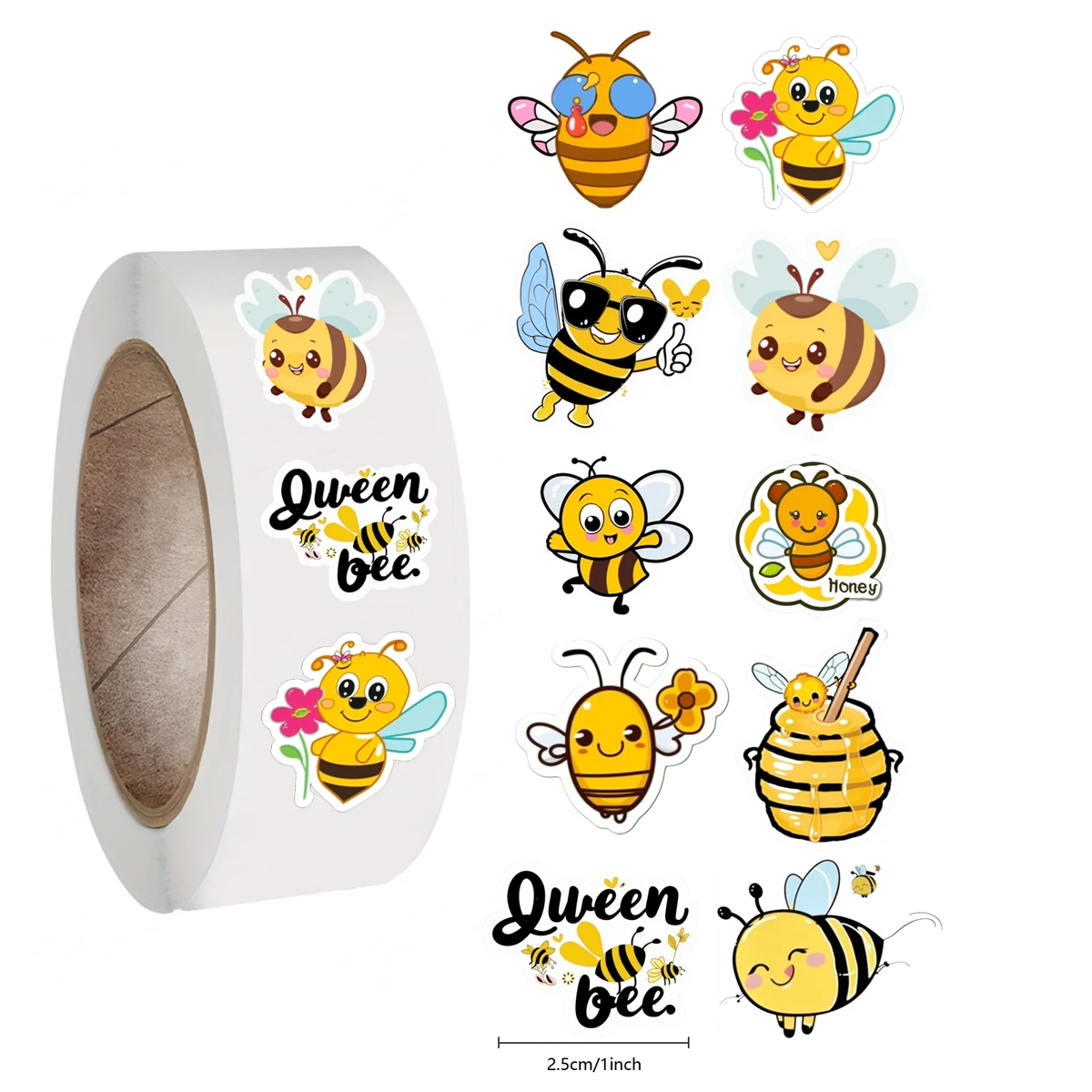 500pcs Cartoon Animal Roll Stickers Bee horse dog hen frog unicorn Notebook Stickers Waterproof Self-Adhesive Paper