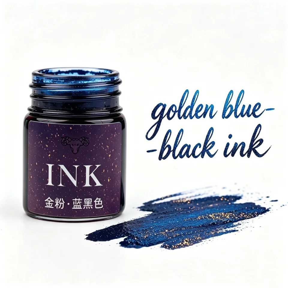 Goldene Pulverfarbene Füllfederhaltertinte 15ml Sternenhimmel-Glitzerpulver zum Färben, Malen, Kalligraphie-Übungen, Farbige Tinte – Detail 30