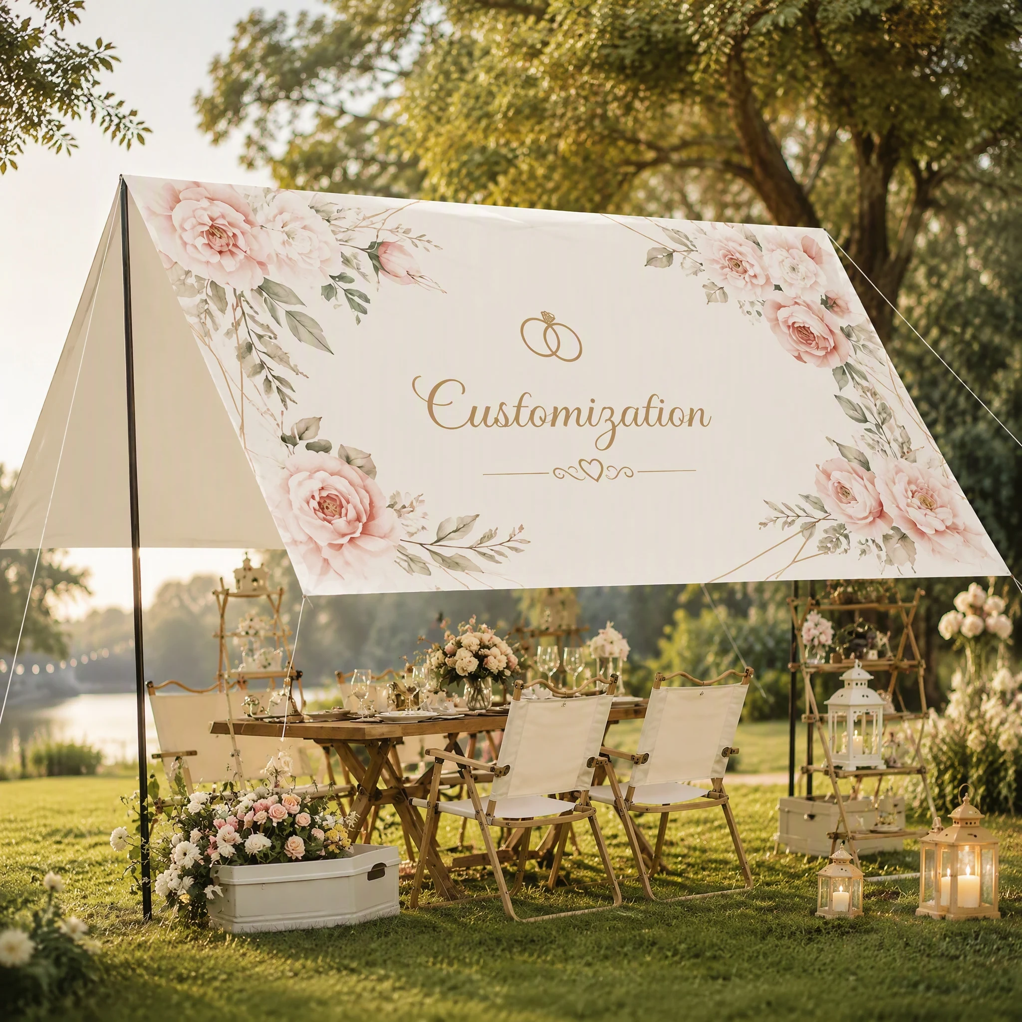 Outdoor Canopy Tent Custom Printed Personalized Shelter Waterproof Camping Awning Sun Protection for Garden Party Decoration