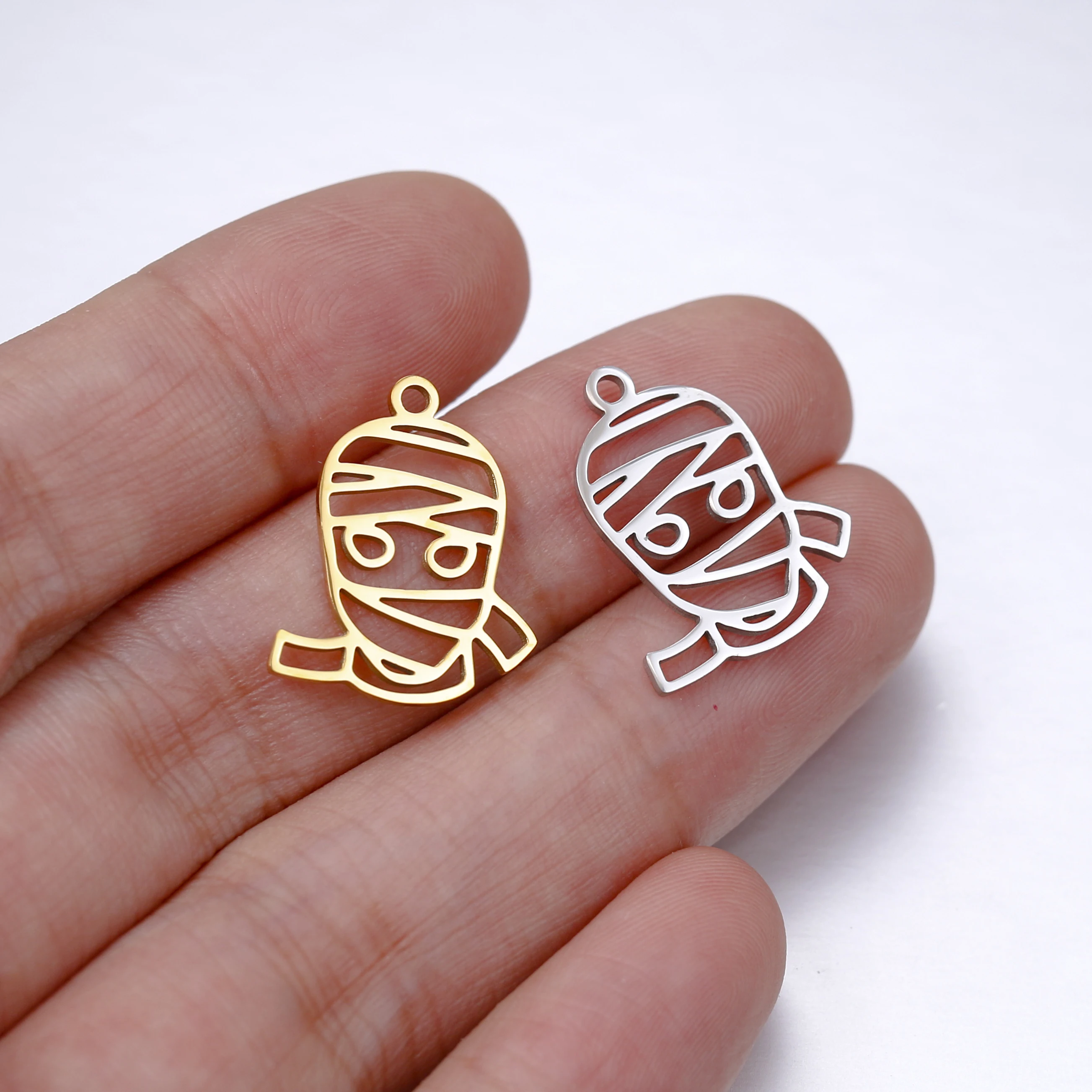 Stainless Steel Charms Mummy Bandage Freak Ghost Decorations Halloween Party For Diy Making Necklace Bracelet Pendant Jewelry