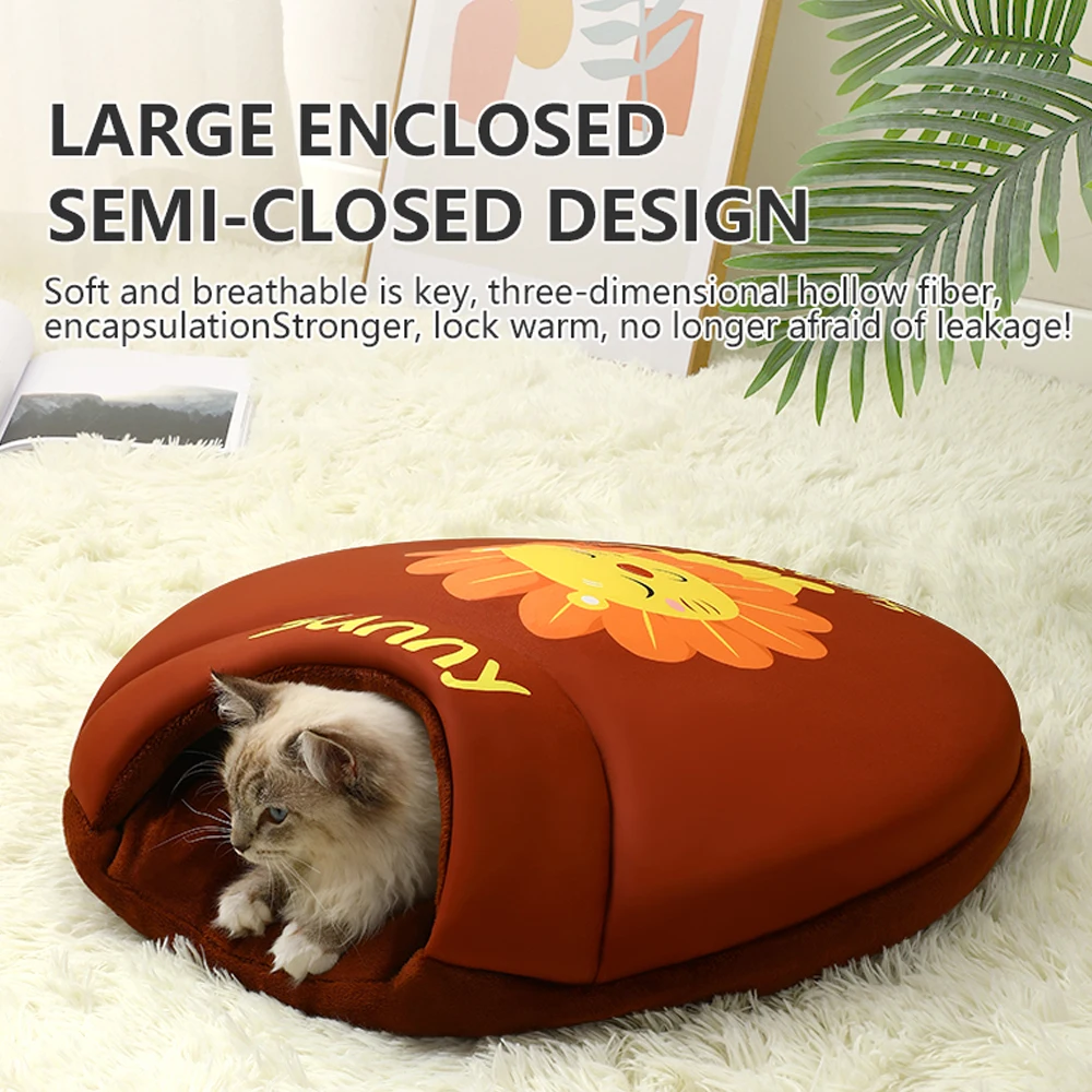 

Cutely Dog Bed Sleeping Mat Winter Cat Bed Semi Enclosed Beds Soft Warm Cushion for Small Medium Large Dogs Cats