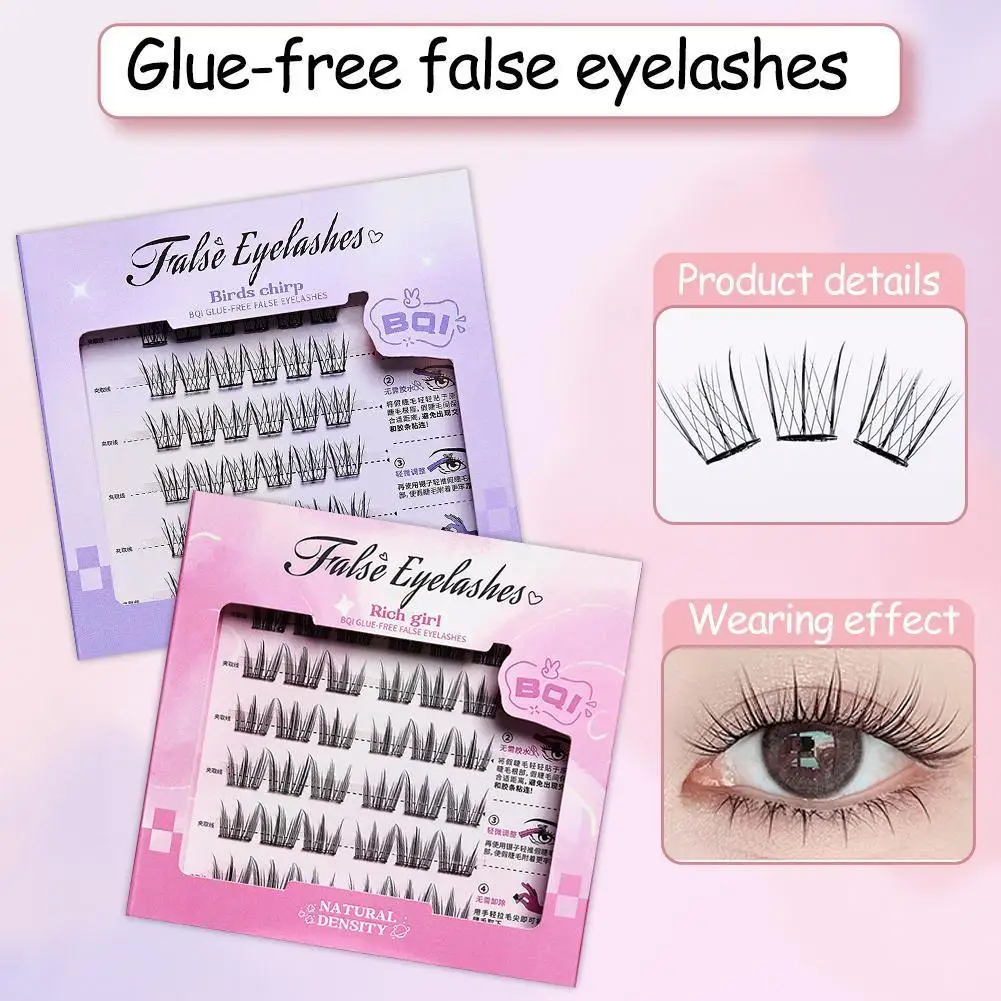 Self Adhesive Eyelashes Reusable Adhesive Eyelashes Pre-Glued Cluster Lashes Curl No Glue Eyelashes
