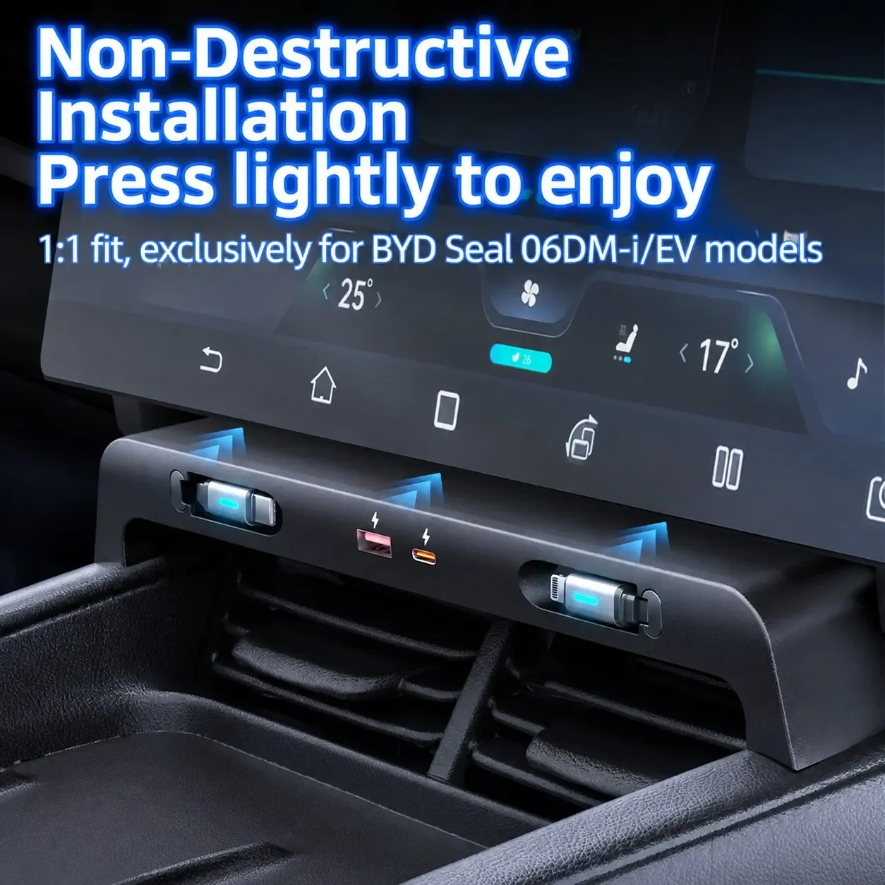 Car Charger Interior Upgrade Accessories Mobile Phone Super Fast Charging Docking Station For BYD Seal 6 DM-i/EV 2024-2026
