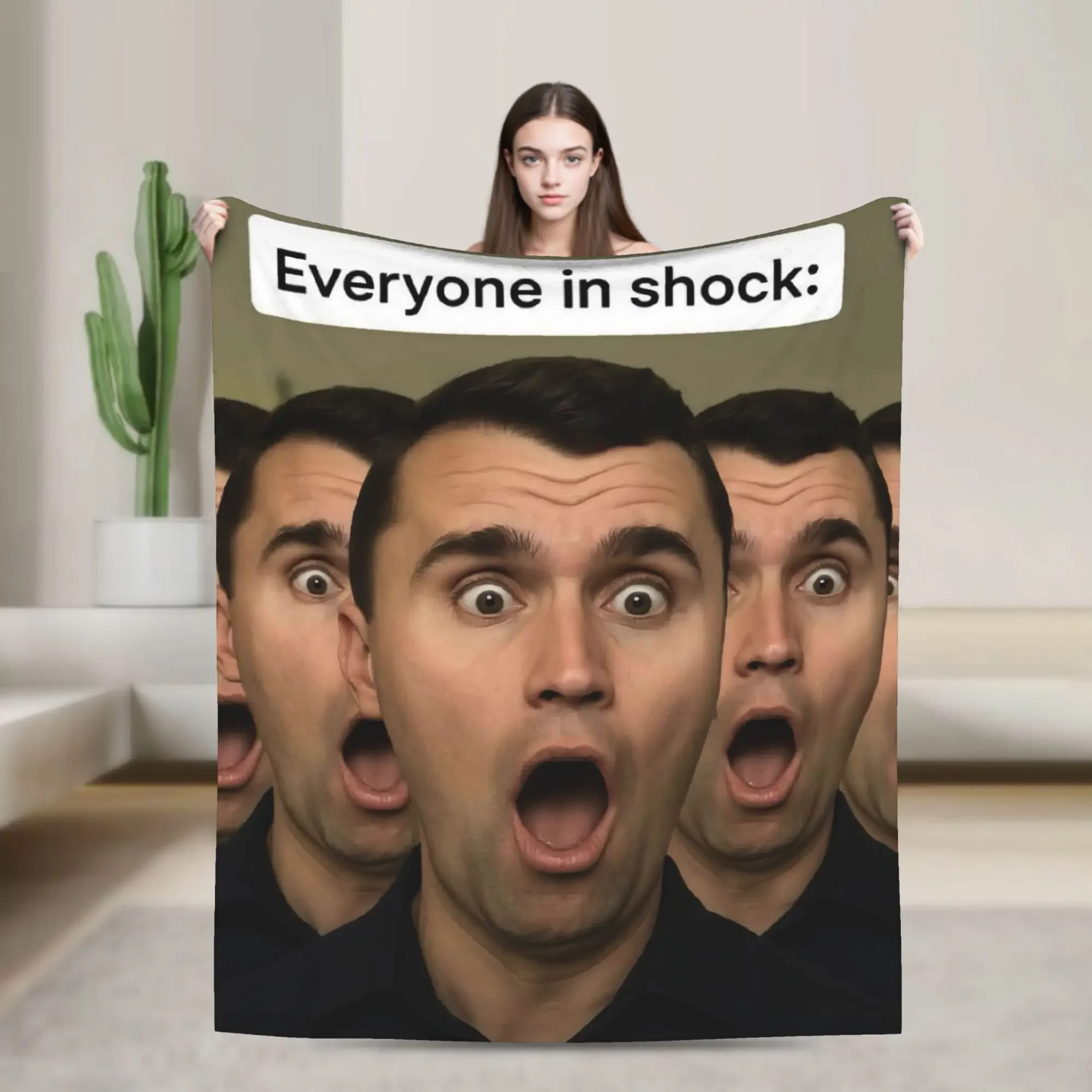 

Фланелевое одеяло Charlie Kirk Everyone in Shock: теплый плед для детей, удобное покрывало для кровати и дивана, для улицы и дома