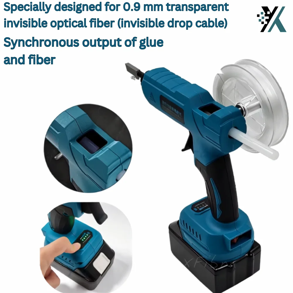FTTR Invisible Optical Fiber Wiring Glue Gun Kit Cordless Rechargeable Hot Melt Glue Gun for Indoor Hidden Fiber Installation
