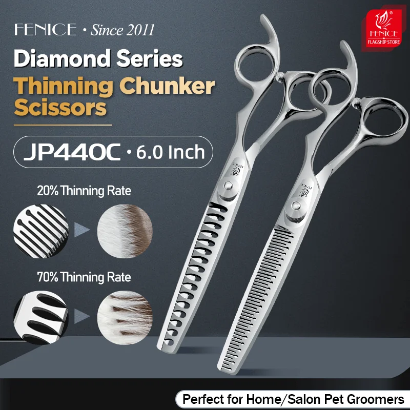 Fenice Pets Grooming JP440C 6.0 inch Thinning Chunker Scissors 20%/70 thinning rate shears Groomer Tools