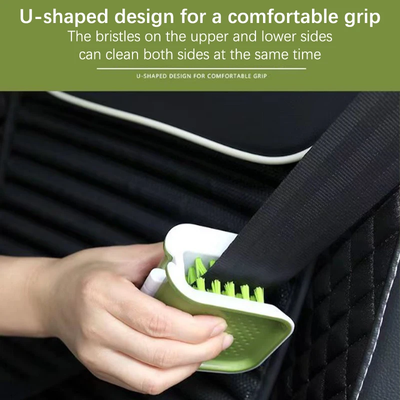 

Car Seat Belt Cleaning Brush Automotive Safe Belt Washing Tool Double Sided U Type Car Interior Openable Cleaning Brush