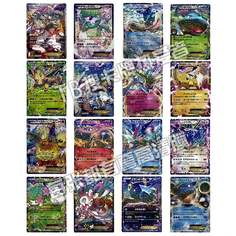 16Pcs Pokemon Ptcg Japanese Replica pikachu Charizard Blastoise Gardevoir EX Cartoon Animation Gift Game Collectible Card Toy