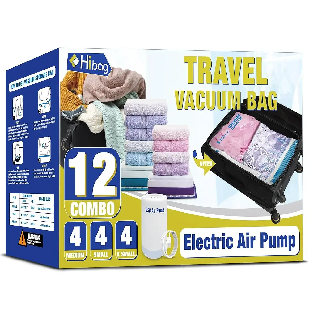 

Travel Vacuum Bags With Electric Pump, Vacuum Travel Bags For Luggage And Suitcase, Vacuum Seal Compression Packing Bags For
