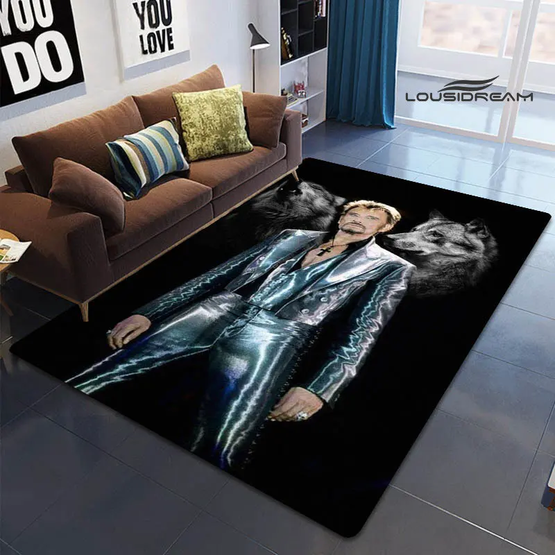 French rock star Johnny Hallyday print rug picnic rug living room bedroom beautiful rug photography props birthday gift