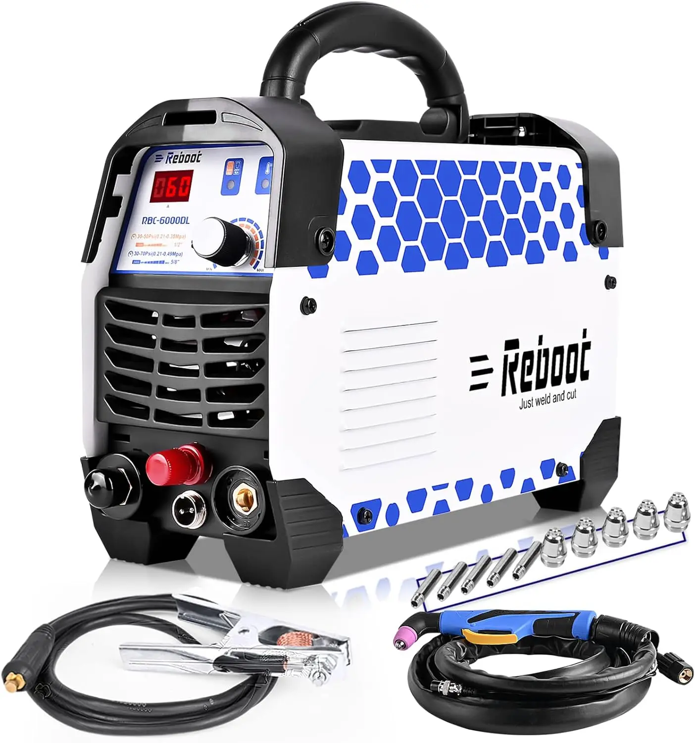 

Reboot RBC6000DL 60 Amp Non-Touch Pilot Arc Plasma Cutter Machine 5/8 Inch Clean Cut 4/5 Inch Severance Cut Dual Voltage