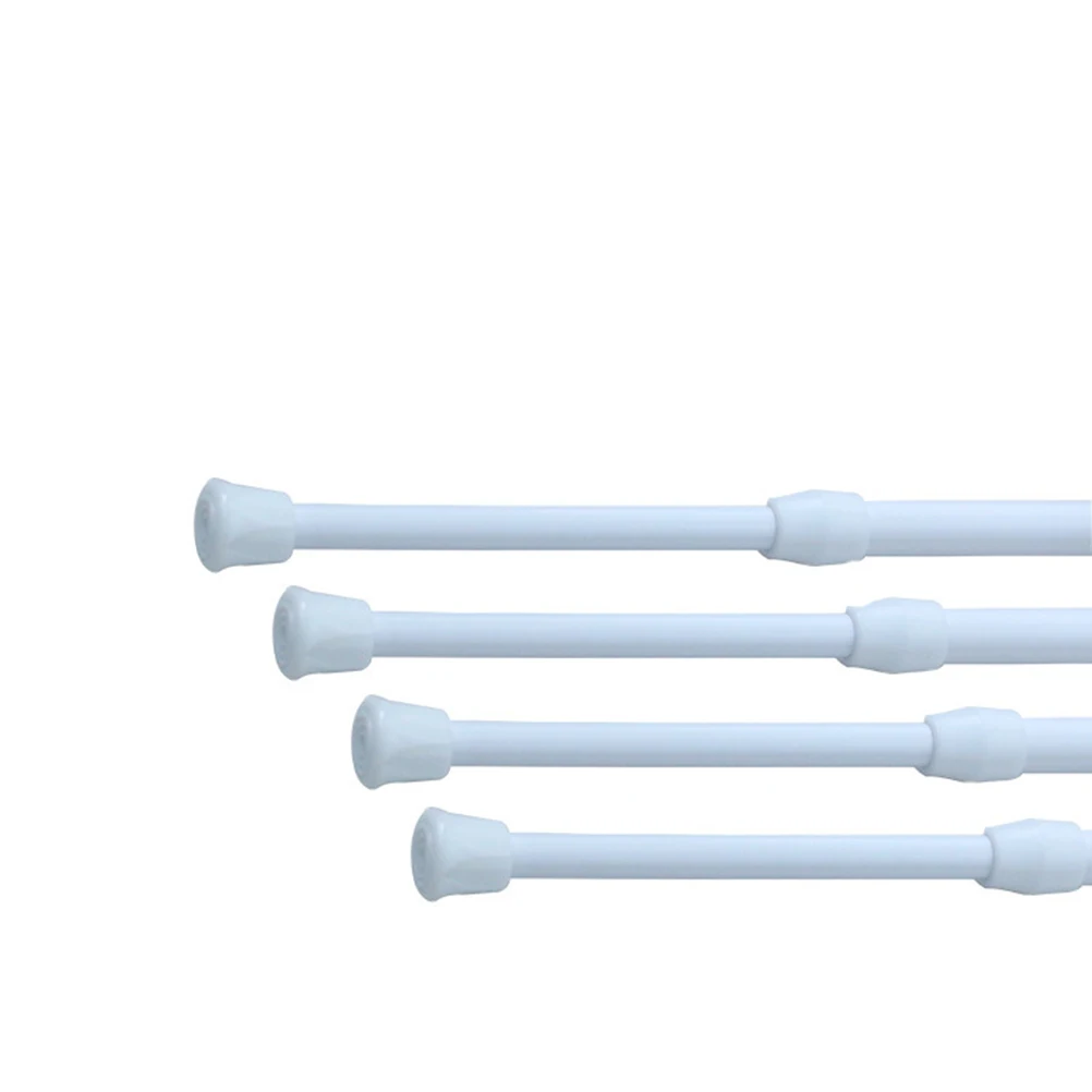 

4pcs 40-80Cm White Adjustable Metal Shower Curtain Rod Heavy Duty Tension Pole For Bathroom No Drill Wall Protection Telescopic
