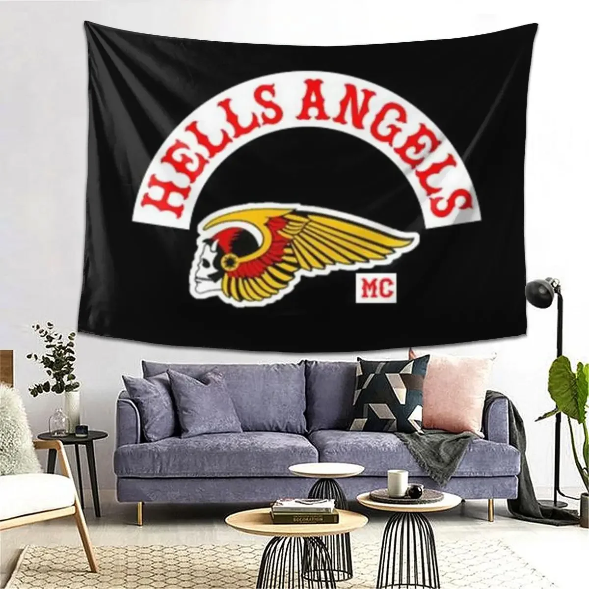 

Hells Angels Logo 6 Tapestry Decoration Art Aesthetic Tapestries for Living Room Bedroom Decor Hippie Wall Cloth Wall Hanging