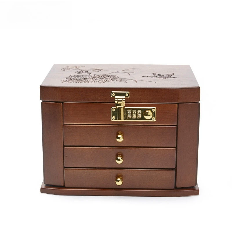 

Jewelry box, with lock, wood, jewelry, storage box, princess, European style