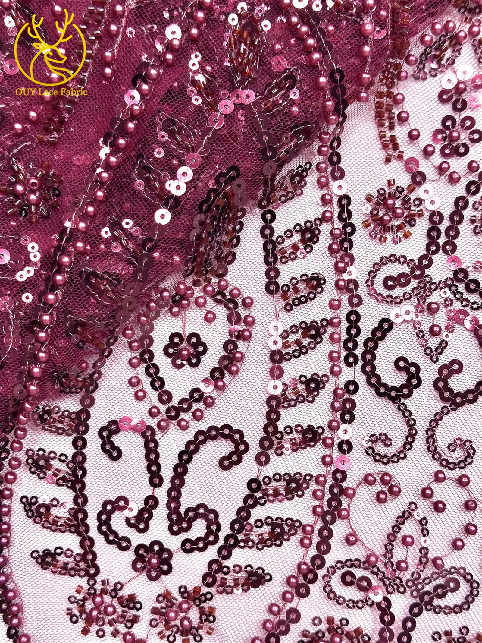 Afrikanischer Perlenstickerei-Spitzenstoff 2026 Neuestes Design Frankreich Nigeria Pailletten Tüll-Spitzenstoff für Damen Hochzeits- und Abendkleider – Detail 27
