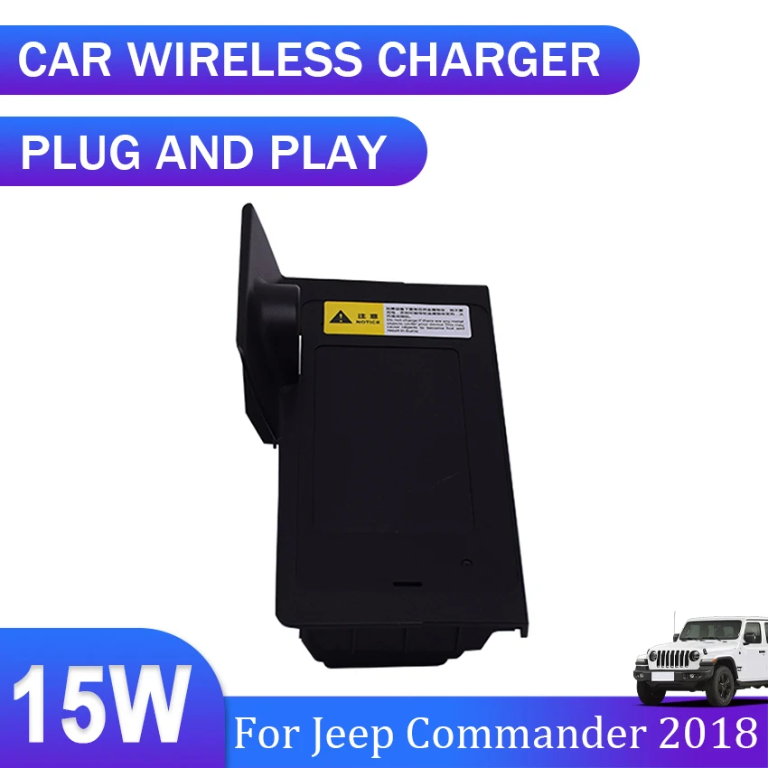 15W Automotive Wireless Charger For Jeep Commander 2018 Car Accessories Interior Special Mobile Phone Fast Charging Plate Panel