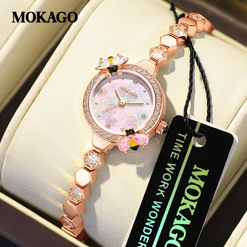 

MOKAGO M8162 Honeybee Queen's Watch Light Luxury Diamond Set Quartz Watch 3ATM Life Waterproof Thin and Compact Women's Watch